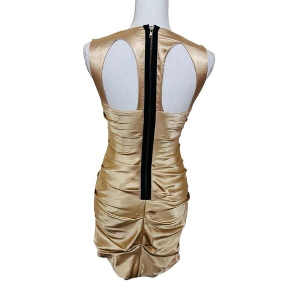 Adrianna Papell Gold Sleeveless Satin Bodycon Mini Dress size XS - Picture 11 of 16